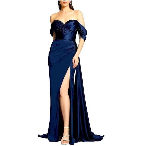 green emerald velvet dress Zapaka Women Navy Chiffon V-Neck Long Plus Size Formal Dress A Line Evening Dress with Short Sleeves, Navy / US14
